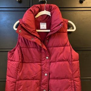 RED PUFFER VEST Fleece lined Lrg